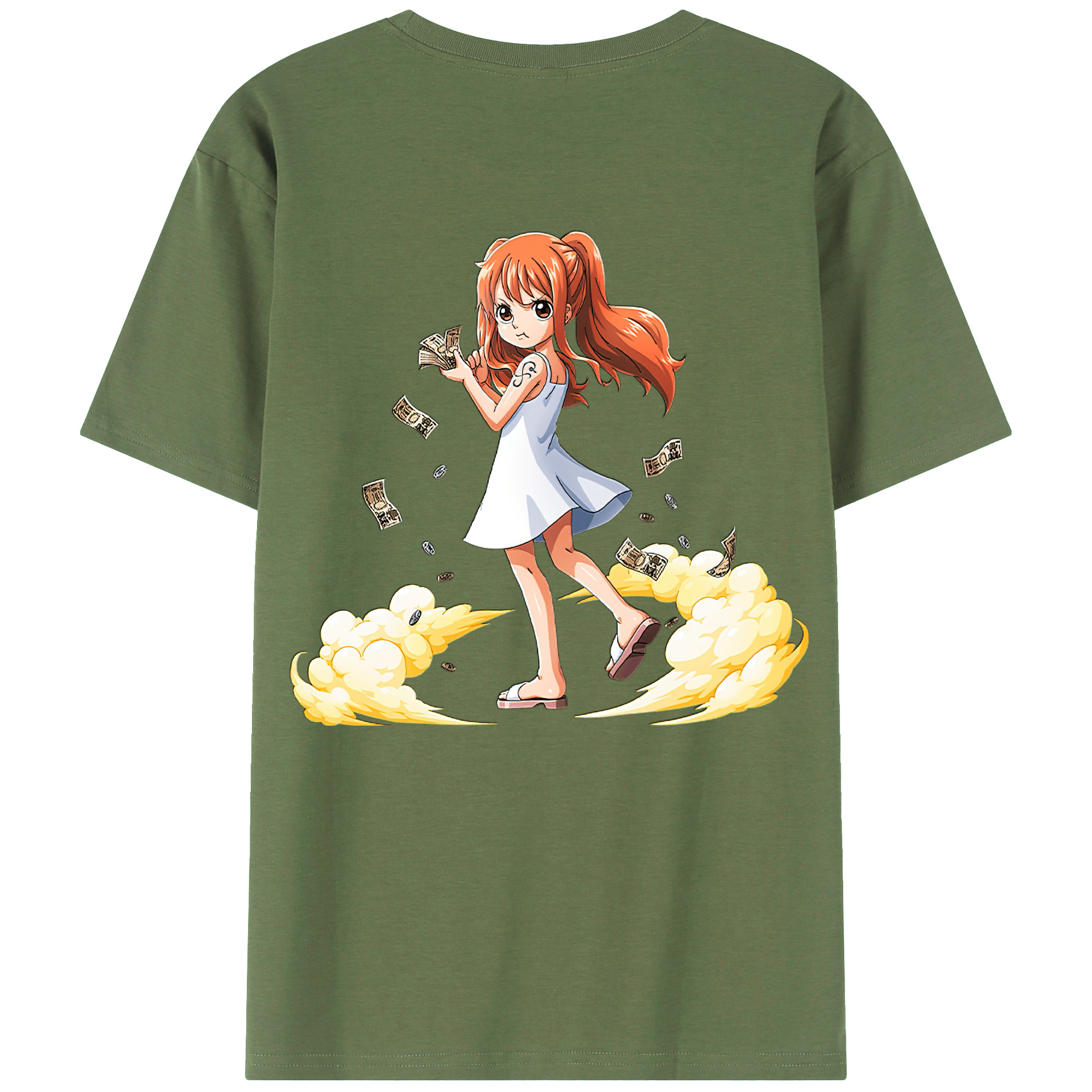 （画像用） ワンピース ナミ ONE PIECE Nami 綿100％ メンズ半袖Tシャツ（バックプリント） 通気性
